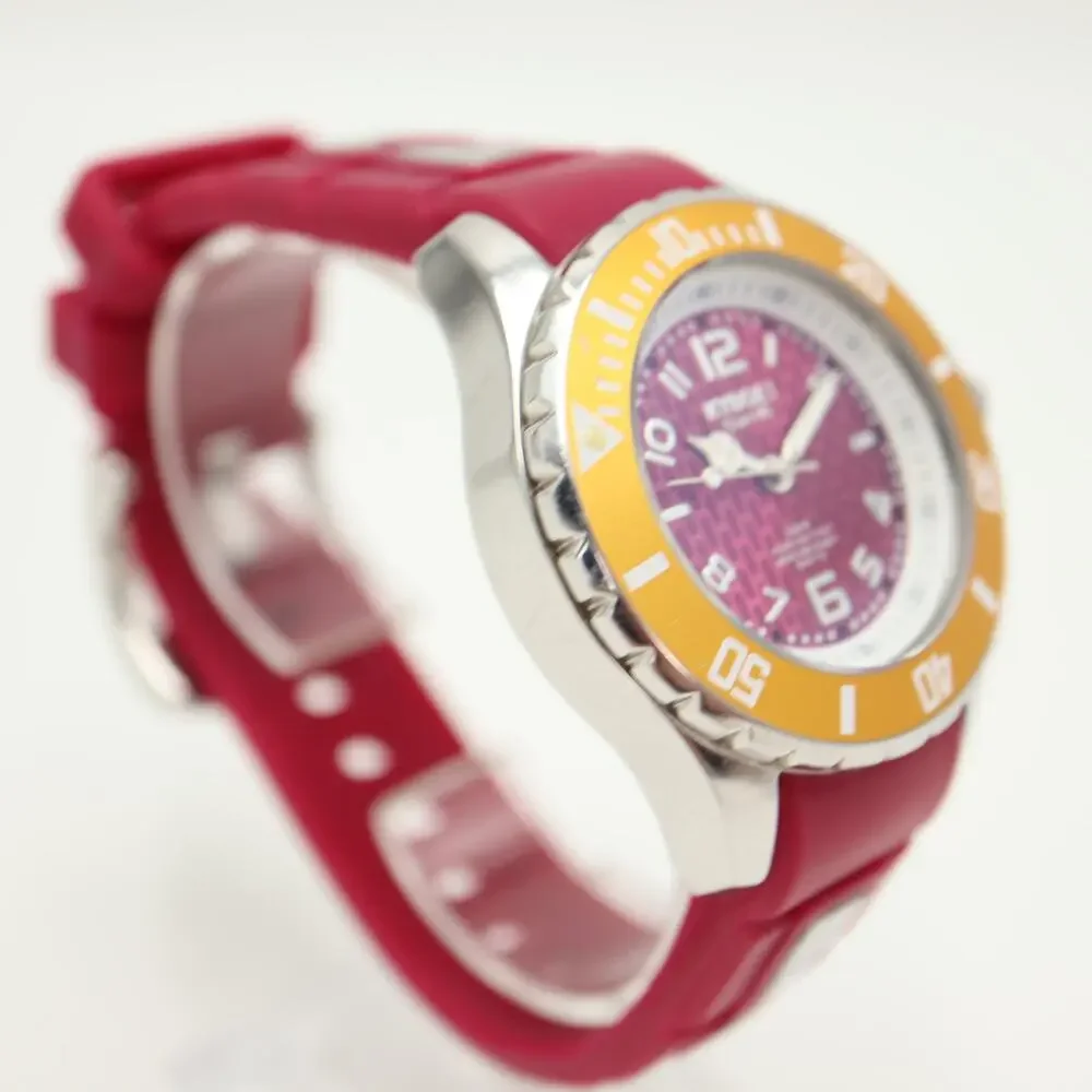 KYBOE! Pink Giant 40mm Yellow Gold Bezel Watch Silicone Strap w New Battery